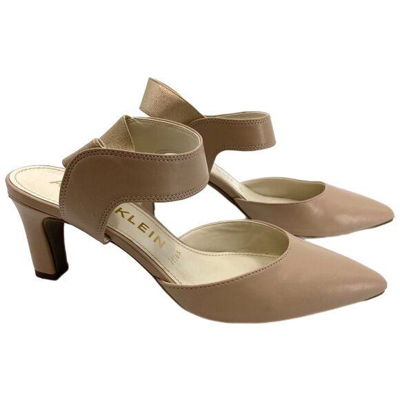 Anne Klein Beige Pointed Toe Block Heels | Size 7.5 - Picture 1 of 10